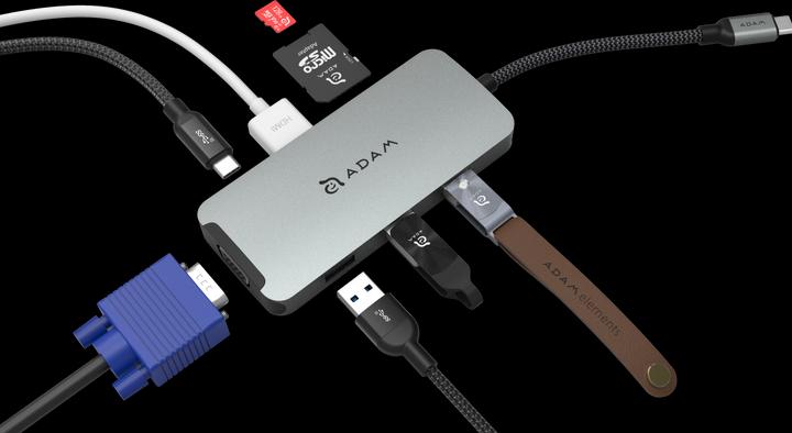 Produktbild Adam Elements CASA A08 Multi-Function Hub 8in1, grey (USB-B, 8 Ports)