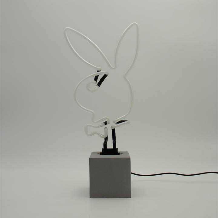 Actual product image Locomocean Glass neon table lamp with concrete base - Playboy Bunny pink