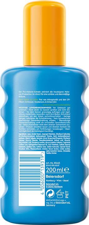 Immagine prodotto NIVEA Schutz & Bräune Sonnnenspray LSF 30 (Spray solare, SPF 30, 200 ml)