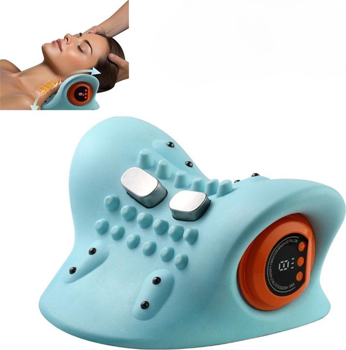 PhoneLook Nackenstützkissen tragbar akupressur Massageauflage wiederaufladbar für Hals und Schultern Hellblau