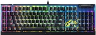 Razer BlackWidow V4 X - Fortnite Edition Mechanische Gaming-Tastatur mit RGB (Yellow Switches, 6 eig (DE, Cablato)