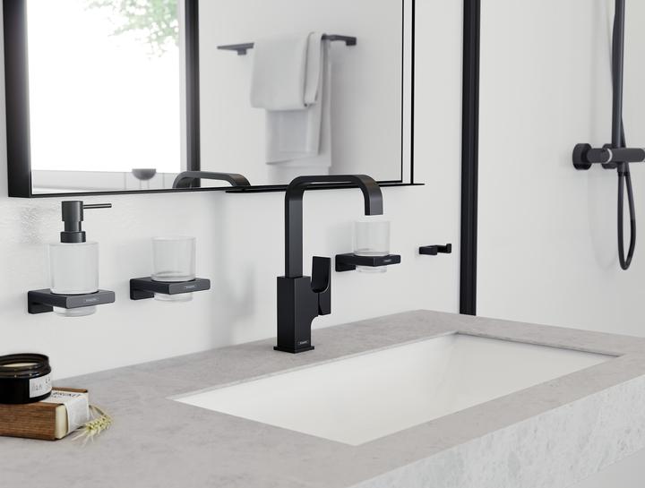 Actual product image hansgrohe AddStoris toothbrush tumbler, wall-mounted, matt black
