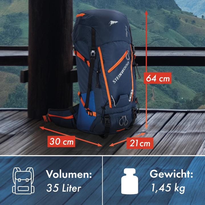 Actual product image Steinwood Hiking rucksack 35L - Water-repellent, with rain cover & back ventilation (35 l)