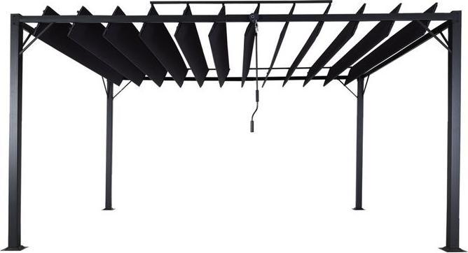Actual product image Mendler Pergola HWC-L40, slatted pavilion, 8cm aluminium frame fabric/textile, 3x4m anthracite (388 cm, 295 cm)