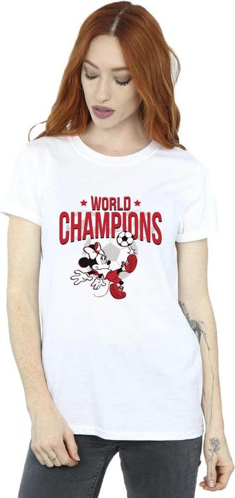 Actual product image Disney Womens/Ladies Minnie Mouse World Champions Cotton Boyfriend T-Shirt (M)