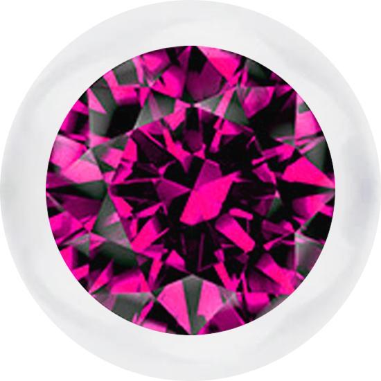 Star Piercing Kugel transparent mit Kristall fuchsia (ohne Messing, Bioflex)