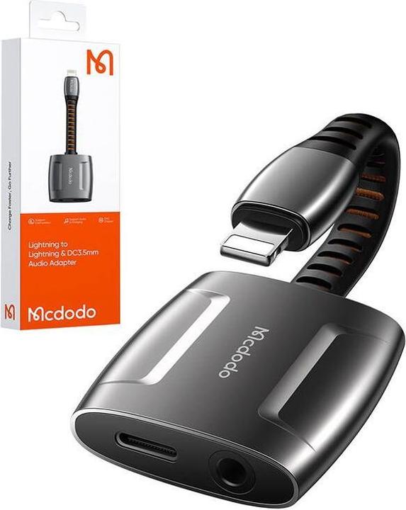 Actual product image Maono Lightning to Lightning + AUX 3.5mm mini jack adapter, Mcdodo CA-6340 (black) (Lightning, 3.5mm jack)