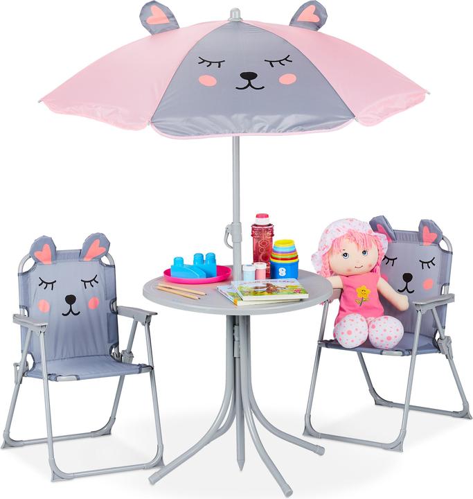 Relaxdays Kid?s Furniture Set, Folding Chairs & Table