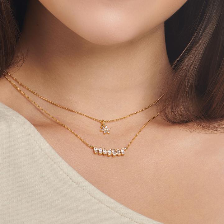 Actual product image Thomas Sabo Chain flower white stones (Gold plated, With stone(s), 925 silver, 45 cm)