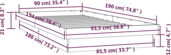 Immagine prodotto VidaXL Bett mit LED-Beleuchtung Kiefer (140 x 200 cm)