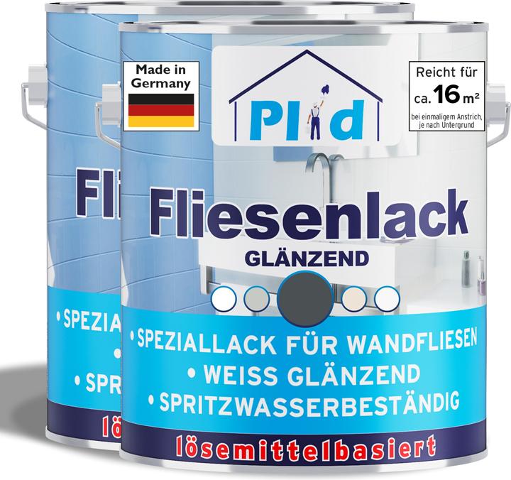 Actual product image Plid Tile paint 1.5l anthracite grey glossy for approx. 16m² / Tile paint lacquer / Kitchen (Anthracite grey, 1.50 l)