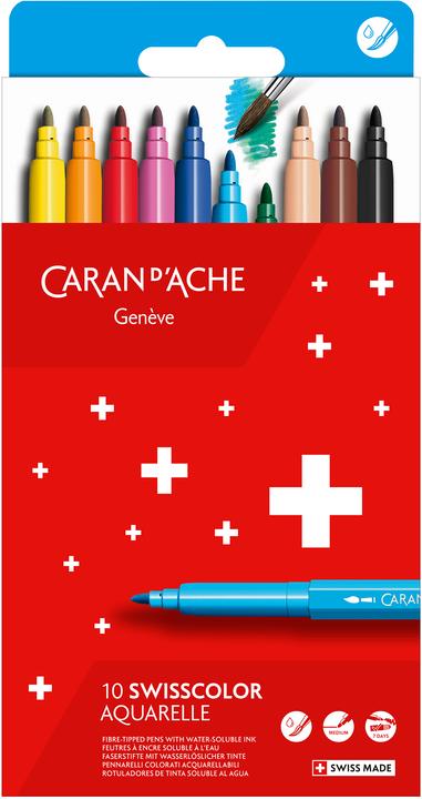Caran d'Ache Swisscolor Fasermaler Kartonschachtel (Multicolore, 10 x)