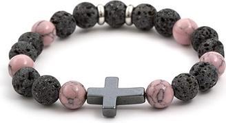 Beneto Beaded bracelet made of lava stone. howlite and hematite MINK78 / 17 (Lava Stein)