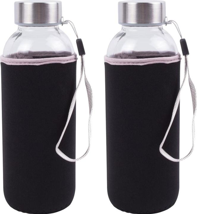 Benson Home Glas-Trinkflasche mit Neopren-Hülle, 420 ml, 2er-Set (0.42 l)