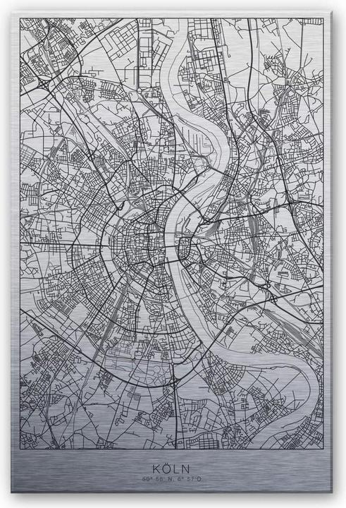 Produktbild Trenddeko Silbereffekt Stadtplan Köln (70 x 100 cm)