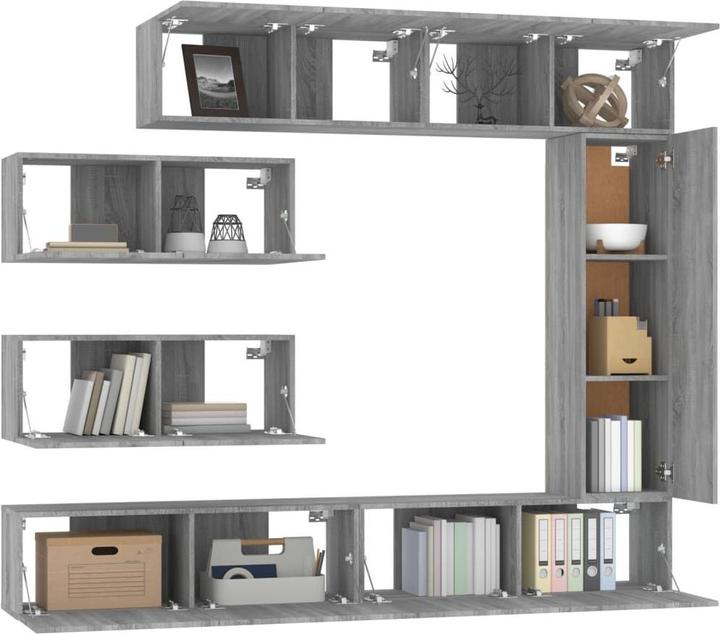 Actual product image VidaXL 7-piece TV cabinet set grey Sonoma wood-based material, colour: grey (30 x 30 x 30 cm)