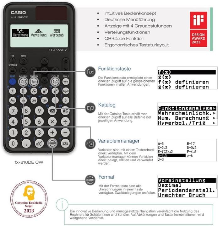 Actual product image Casio FX-810DE CW (Batteries)