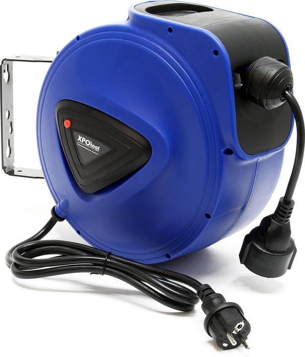 Actual product image XPOtool automatic 20m cable drum with wall bracket 180° pivoting and mounting material (20 m)