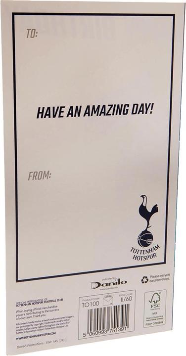 Actual product image Tottenham Hotspur FC Spurs Birthday Card