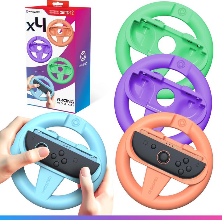 Produktbild Oniverse 4er-Set Racing-Lenkräder für Nintendo Switch™ & Switch 2™ - Gaming-Zubehör (Switch 2, Switch OLED, Switch)