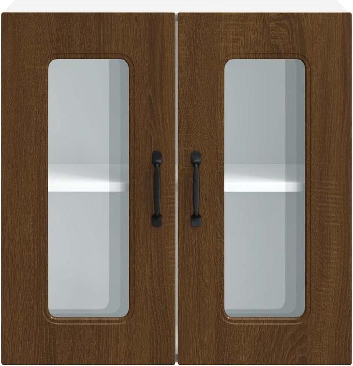 Immagine prodotto VidaXL Pensile da cucina con anta in vetro Kalmar marrone effetto rovere (60 x 31 x 60 cm)