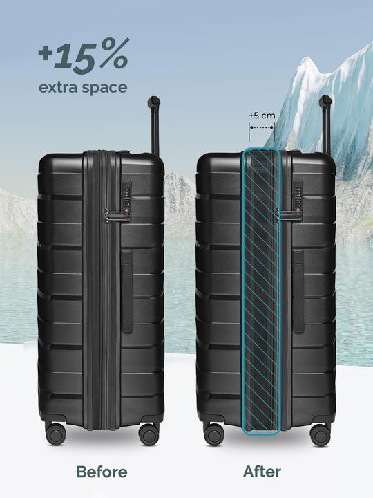 Image du produit Bergpfeil Travel Set de valises à 4 roulettes 3 pièces avec soufflet extensible (228 l, XL (à partir de 115l))