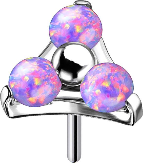 Produktbild Star Piercing Threadless silber Dreieck drei Opale violett (ohne Messing, Titan G23)