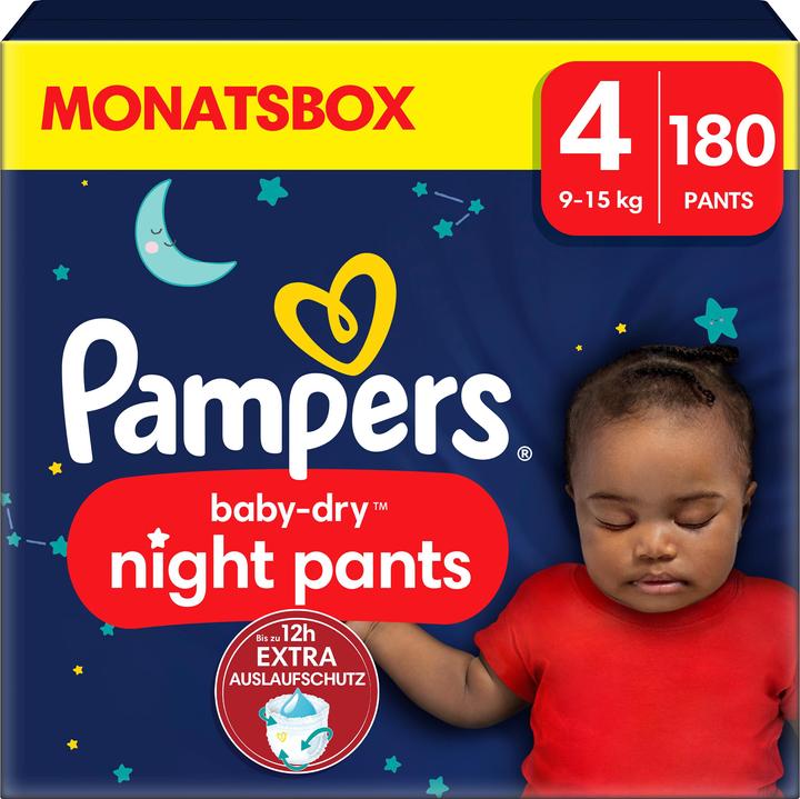 Image du produit Pampers Baby-Dry Night Pants (Taille 4, Pack mensuel, 180 pièce(s))