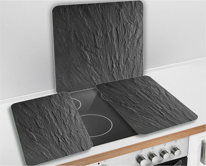 Image du produit Wenko Plaque de cuisson, planche à découper, plan de travail 3 en 1 en verre, aspect ardoise