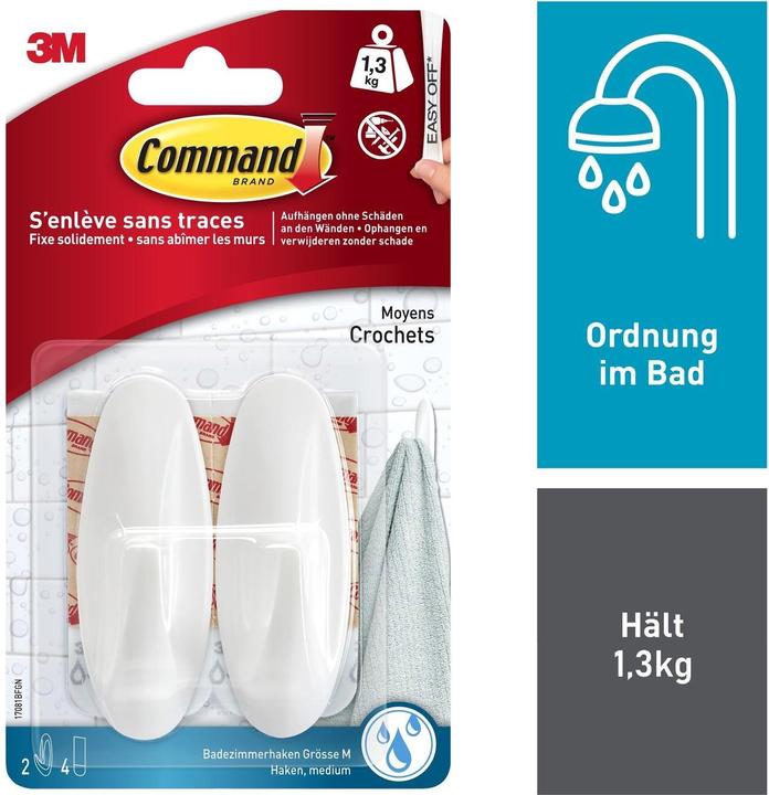 Actual product image Command Bathroom hooks