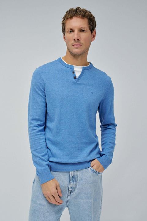 Salsa Jeans Pullover Knit Henley W/ Collar Jersey Details