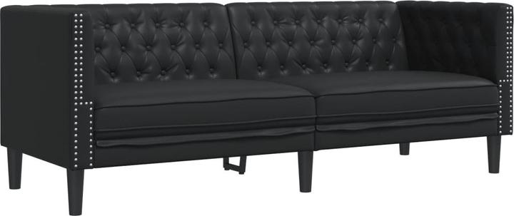 VidaXL Divano Chesterfield divano a 3 posti poltrona imbottita divano nero in ecopelle (Chesterfield)