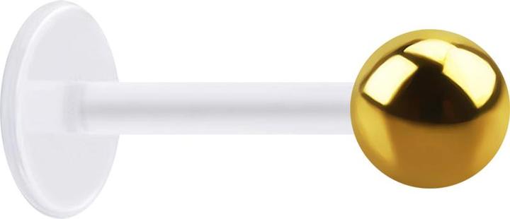 Star Piercing Micro Labret transparent mit Kugel vergoldet (ohne Messing, Chirurgenstahl 316L, Bioflex)