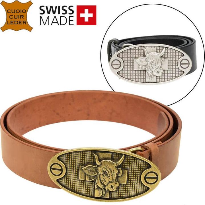 Actual product image Keller Fahnen Ledergürtel «Kuh» altgold 120 cm (120)