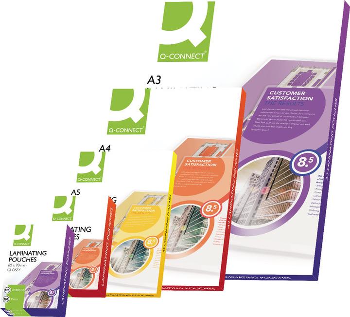 Produktbild Q-Connect Laminierfolien glänzend (A3, 100 Stück, 125 µm)