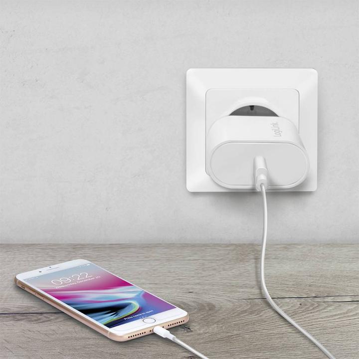 Image du produit LogiLink PA0261 Chargeur mural USB 1 port, 1x USB-CF, 20W, w/PD, blanc (20 W)