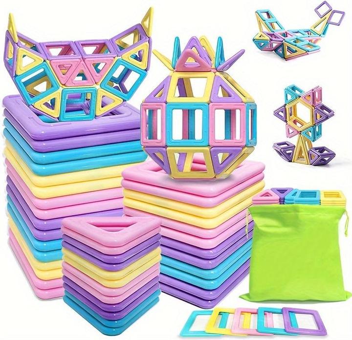 Image du produit Activity Board Macaron Magnetic Building Blocks, Macaron Colour DIY Magnetic STEM Toys, Learning Educational