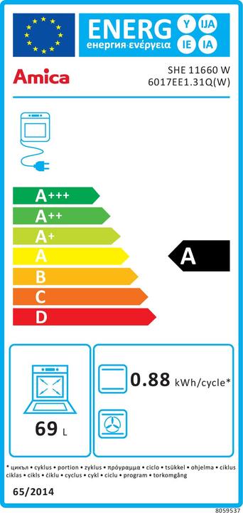 Energy Label Amica Electric cooker SHE 11660 W