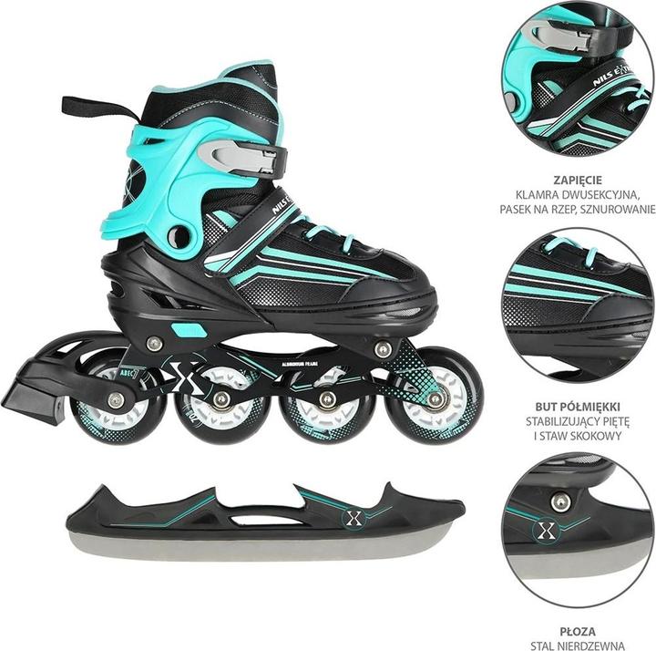 Immagine prodotto Nils PATTINI EXTREME NH18190 2IN1 NERO/BLU TAGLIA. L (39-43) CON PATTINI DA HOCKEY INTERCAMBIABILI (39, 40, 41, 42, 43)