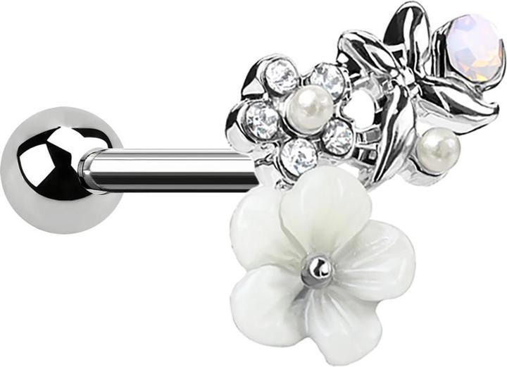Star Piercing Micro Barbell silber Schmetterling in Blumenwiese (Chirurgenstahl 316L, Messing)