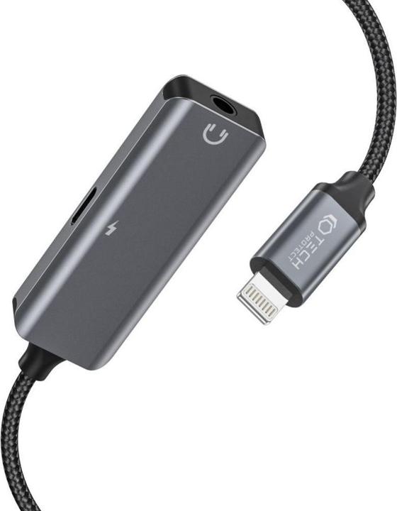 Productafbeelding Tech-Protect UltraBoost audio Lightning (mannetje) / 3,5 mm mini-jack (vrouwtje) - Lightning (vrouwtje) adapter (Bliksem, Bliksem, 3,5 mm aansluiting)