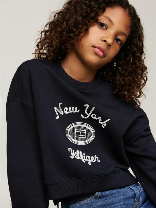 Produktbild Tommy Hilfiger Kids NY Geborduurde Sweater - Girls - Blauw - 16 jaar (16)