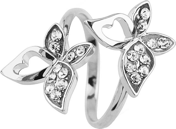 Hollywood Body Jewelry Ring silber mit zwei Schmetterlingen (Messing)