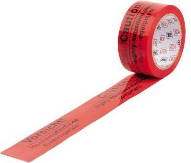 Actual product image Heckmann Signalklebeband 60 mm x 50 m (B x L) Polypropylen rot Vorsicht hochempfindliche Elektrogeräte (60 mm)