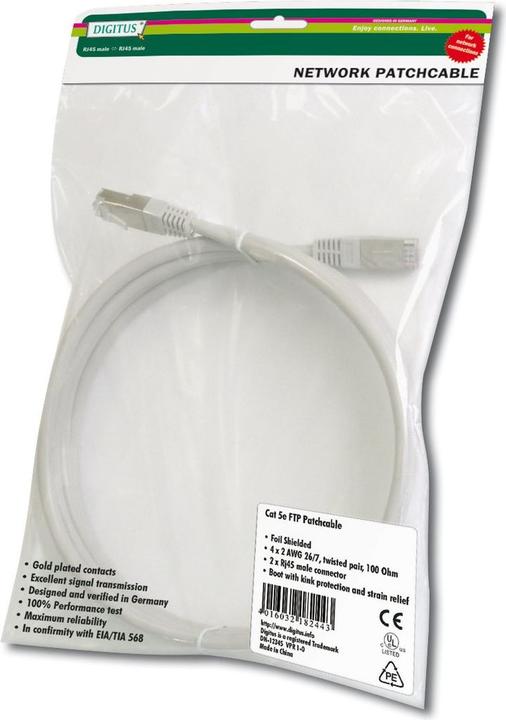 Immagine prodotto Digitus Cavo patch CAT 5e F-UTP Cu PVC AWG 26/7 lunghezza 5 m colore grigio (F/UTP, CAT5e, 5 m)