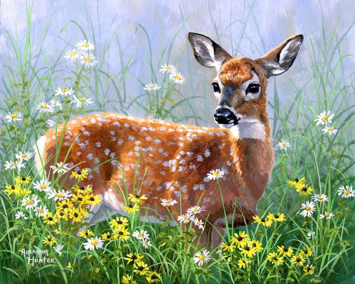 Actual product image Figured'Art Paint by Numbers - Doe in the meadow