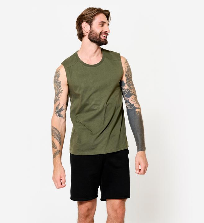 Domyos Men's Stretchy Fitness Tank Top - Khaki Green