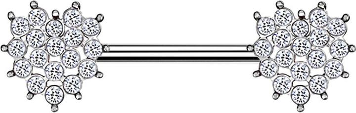 Image du produit Star Piercing Barbell silber Kristall gepflastertes Herz silber (Acier chirurgical 316L, Laiton)