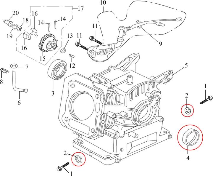 Produktbild Wiltec LIFAN Benzinmotor 6,5 PS Ersatzteil Dichtungssatz Dichtungen Set Benzin Motor