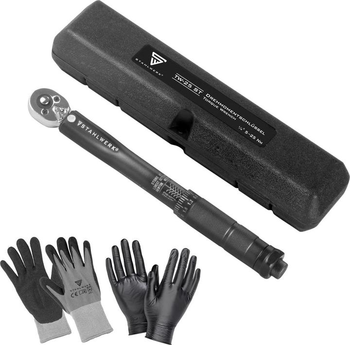 Stahlwerk Drehmomentschlüssel TW-25 ST 5-25 Nm 1/4“ Zoll Umschaltknarre (1/4", 5 Nm, 25 Nm)